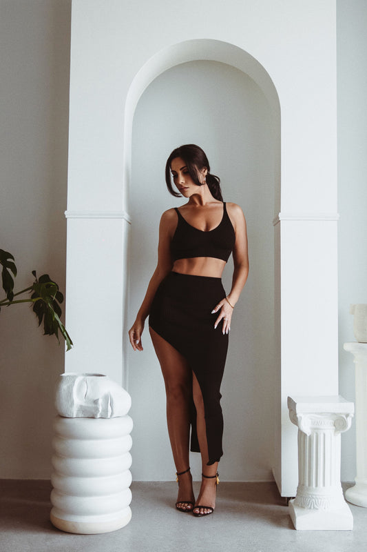 Aline Crop Top Black Crop Tank in black by Marlina Boutique