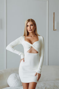 Baby Girl Mini Dress Ivory White Long Sleeve Mini Length Dress