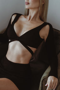 Mia Crop Top Long Sleeve in Black by Marlina Boutique