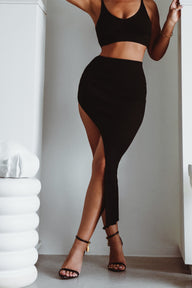 Mia Full Length Maxi Skirt in Black by Marlina Boutique