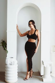 Mia Full Length Maxi Skirt in Black by Marlina Boutique